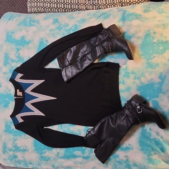 EUC Forever 21 unique geometric pattern/beaded long sweater sz med - Picture 8 of 8